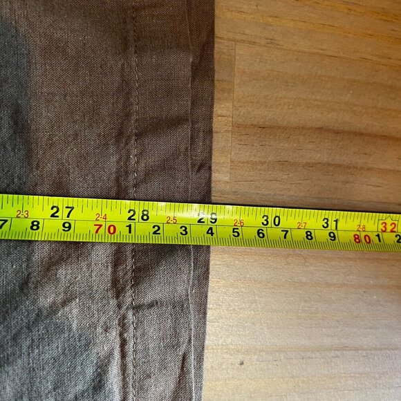 Folk Men's Maze Short Sleeve Chain Stitch Embroidery Shirt LARGE Tan Linen Blend - Picture 9 of 10